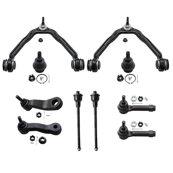 Detroit Axle - 10pc Front End Kit for Chevy Silverado Suburban Avalanche Tahoe GMC Sierra Yukon XL 1500 Escalade ESV EXT, Upper Control Arms Lower Ball Joints Tie Rods Pitman Idler Arm Replacement
