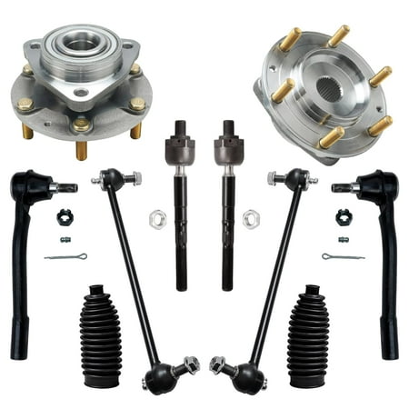 Detroit Axle - 10pc Front Wheel Bearing and Hubs, Inner Outer Tie Rod Ends w/Boots & Sway Bar Links Assembly Replacement for 2006-2014 Kia Sedona / 2007-2008 Hyundai Entourage