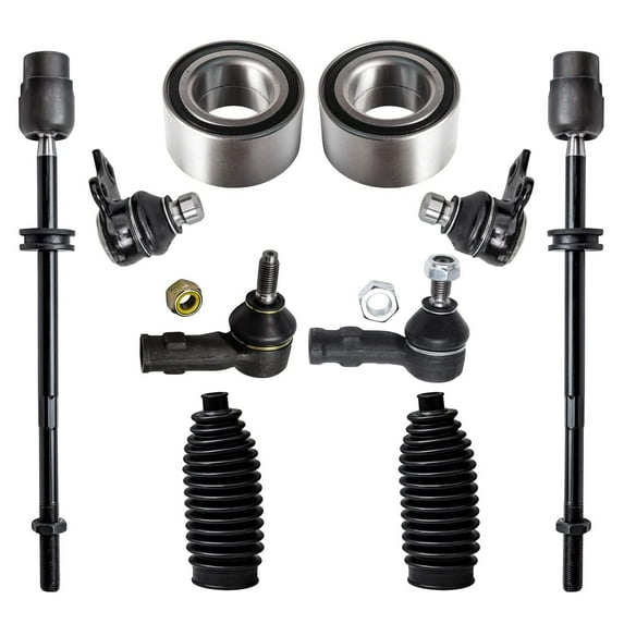 Detroit Axle - 10pc Front Wheel Bearing Module w/Lower Ball Joints, Inner Outer Tie Rods and Rack Boots for 1988-1992 Volkswagen Golf 1988-1993 Jetta