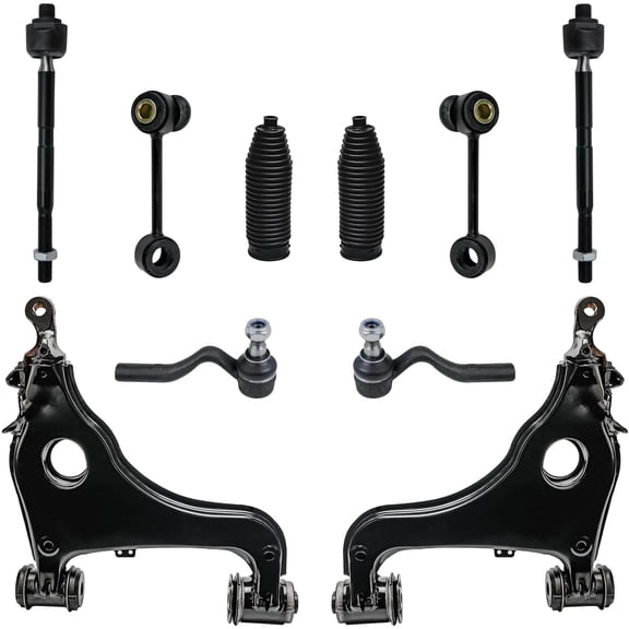 Detroit Axle - 10pc RWD Front End Kit for Mercedes-Benz E320 E430 E420 E55 AMG, 2 Lower Control Arms 2 Sway Bars 2 Inner Tie Rods 2 Outer Tie Rods 2 Boots Replacement