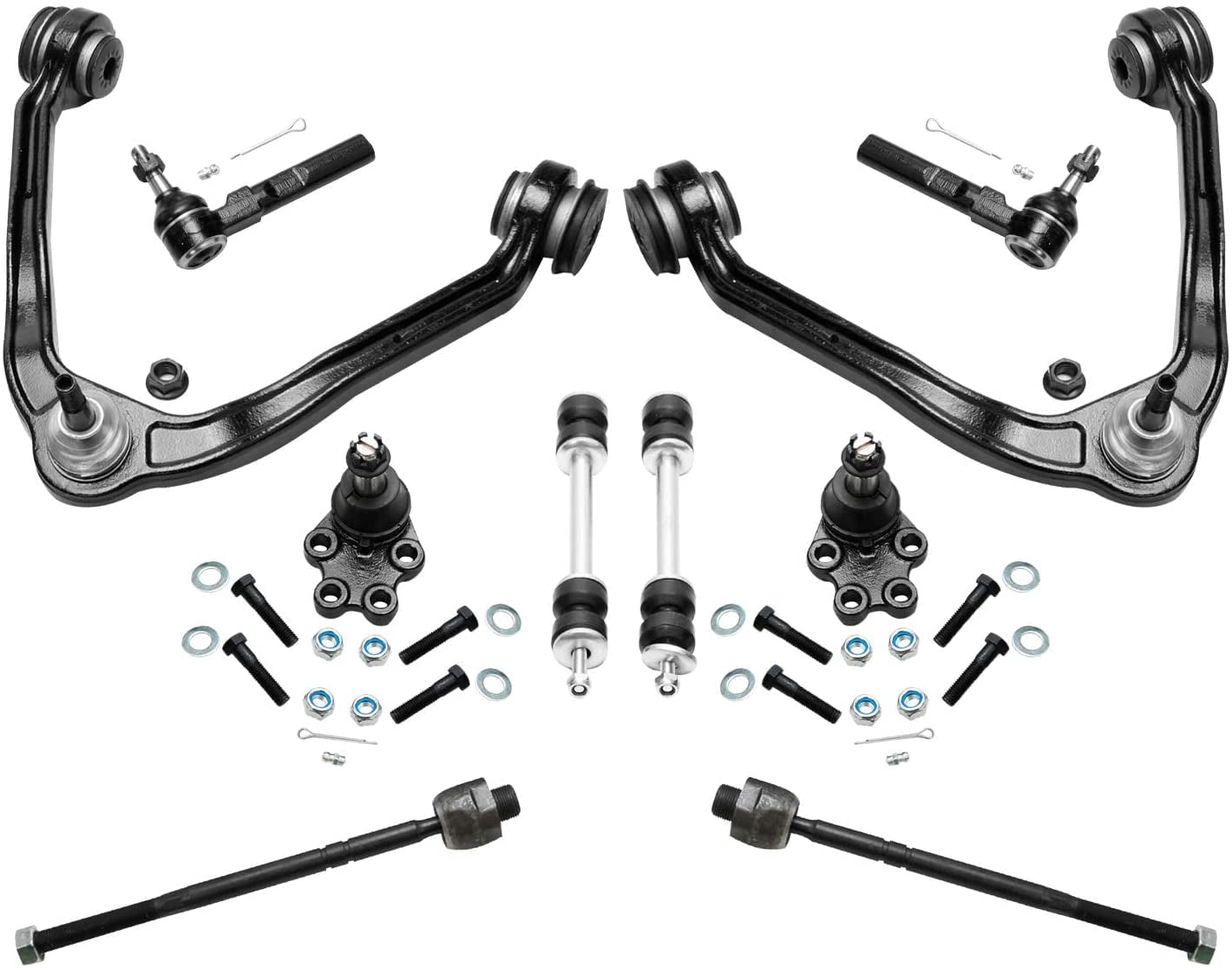 Detroit Axle - 10pc RWD Front End Suspension Kit for 1999-2006 Chevy GMC Silverado Sierra 1500, 2 Upper Control Arms 2 Lower Ball Joints 4 Outer & Inner Tie Rods 2 Sway Bars Replacement