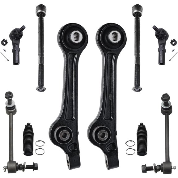 Detroit Axle - 10pc RWD Front Lower Rearward Control Arms Tie Rods Sway Bars for Challenger Charger