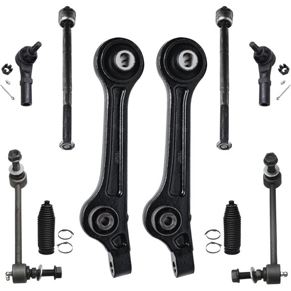 Detroit Axle - 10pc Front End Control Arms Kit for 2011-2020 Dodge Charger 2011-2018 Challenger 2011-2014 Chrysler 300, 2 Lower Rearward Control Arms 2 Sway Bars 4 Outer Inner Tie Rods 2 Boots