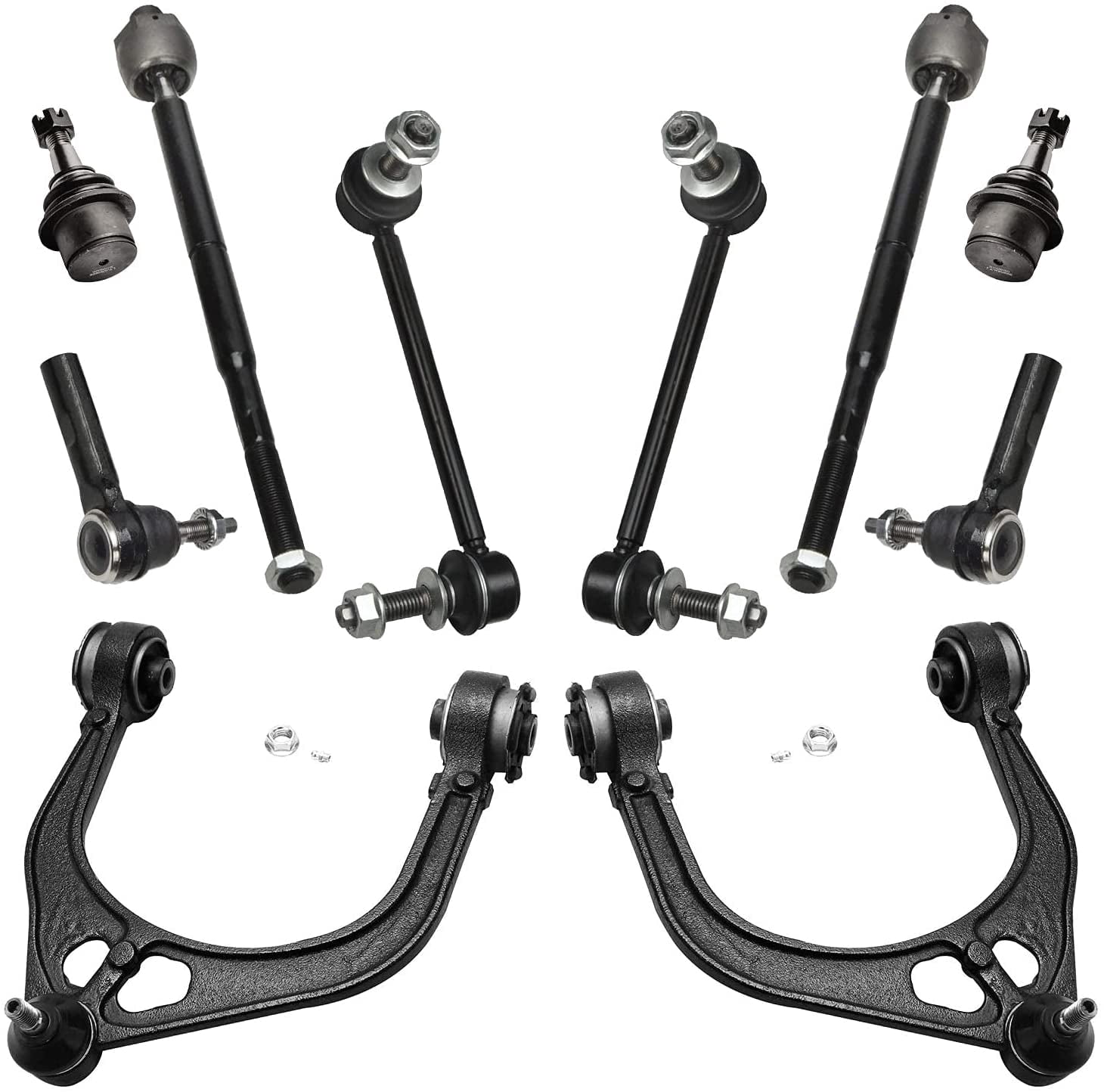 Detroit Axle - 10pc RWD Front Upper Control Arms Lower Ball Joints Tie ...