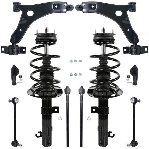 Detroit Axle - Front End 10pc Suspension Kit for 2008 Ford Focus, 2 Lower Control Arms w/Ball Joints, 2 Ready Struts, 4 Inner & Outer Tie Rods, 2 Sway Bar Links, Replacement