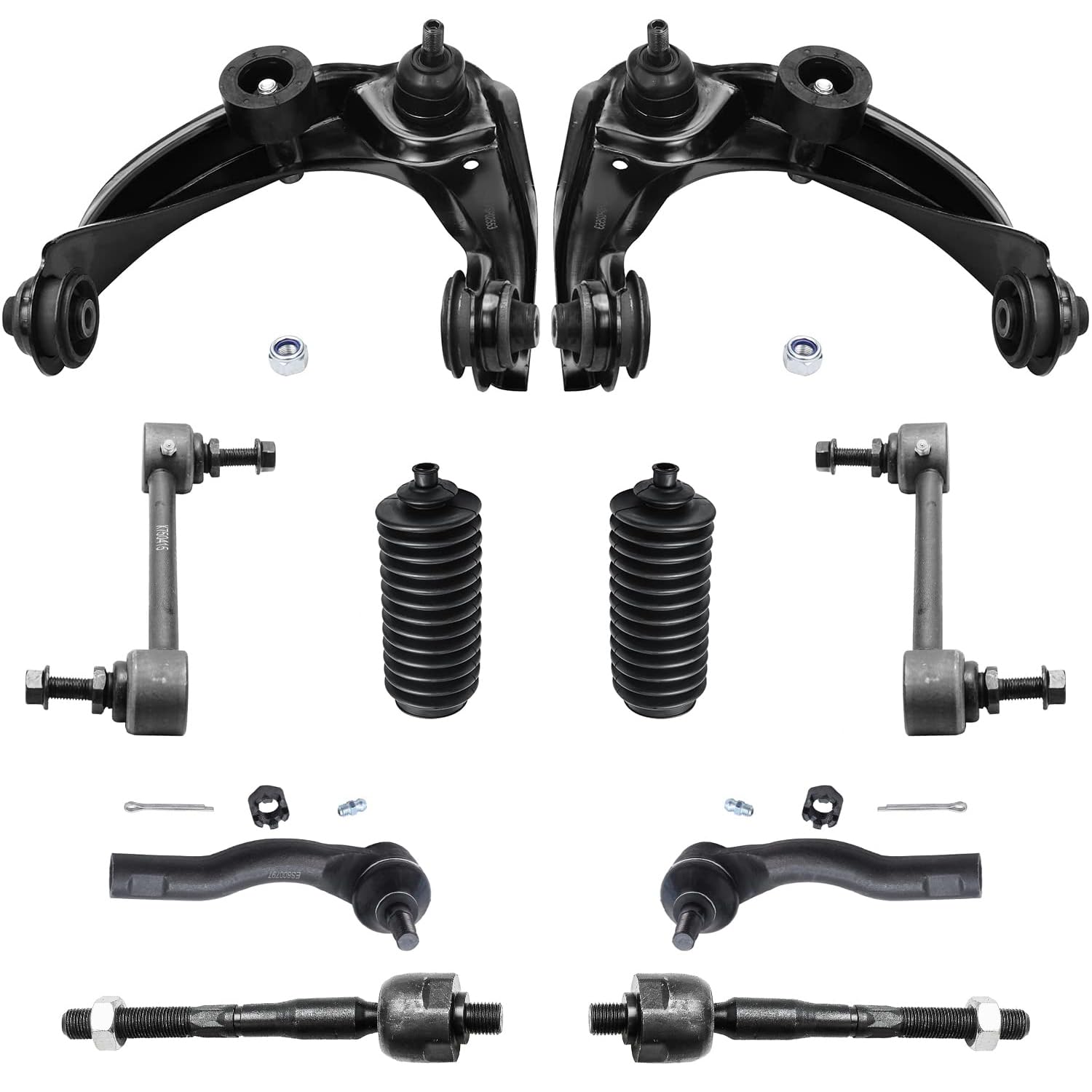 10-Piece Front End Suspension Kit: Upper Control Arms, Tie Rods, Sway Bars For Ford Fusion & Mercury Milan