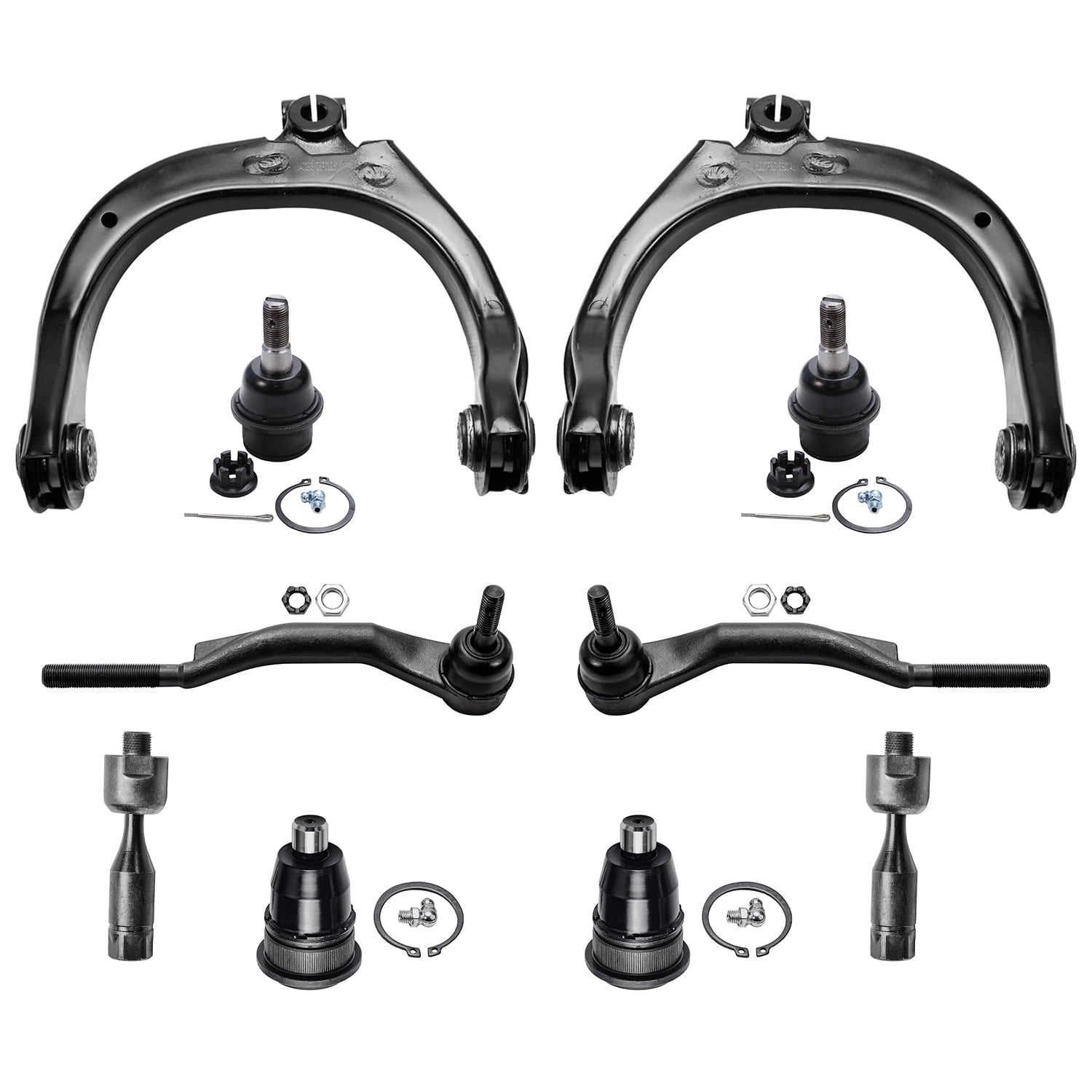 Detroit Axle - 10pc Front Suspension Kit for 2002-2009 Chevrolet Trailblazer GMC Envoy 2003 2004 2005 2006 2007 2008 Upper Control Arms Upper & Lower Ball Joints Inner & Outer Tie Rods