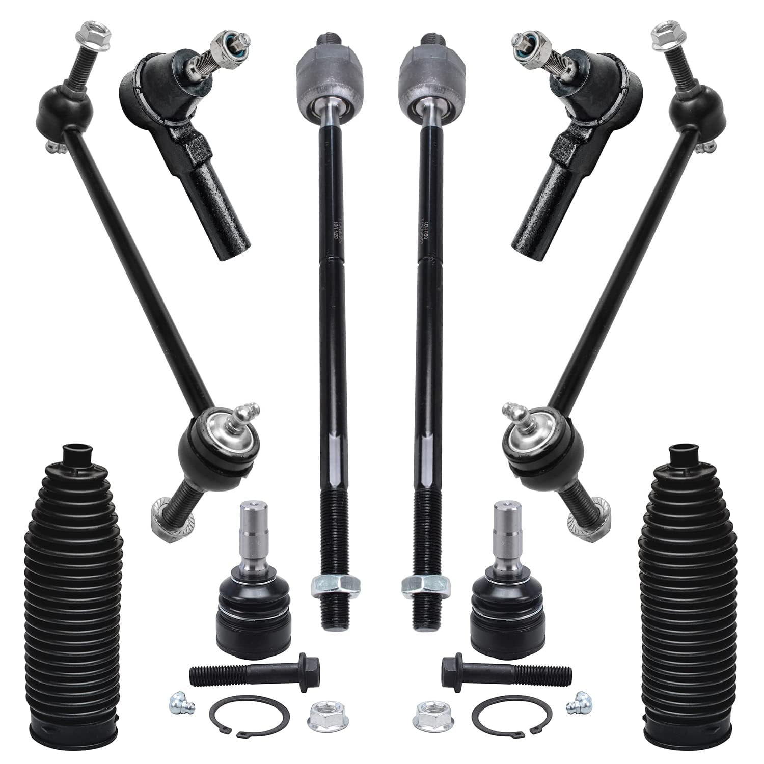 Detroit Axle - 10pc Suspension Kit for 2005-2010 Ford Mustang 2006 2007 2008 2009, 2 Lower Ball Joints, 4 Inner and Outer Tie Rods, 2 Sway Bar Links, 2 Boots, Replacement