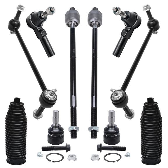 Detroit Axle - 10pc Suspension Kit for 2005-2010 Ford Mustang 2006 2007 2008 2009, 2 Lower Ball Joints, 4 Inner and Outer Tie Rods, 2 Sway Bar Links, 2 Boots, Replacement