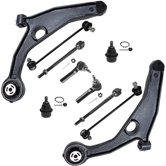 Detroit Axle - 10pc Suspension Kit for 2008-2014 Dodge Avenger, 2007-2010 Chrysler Sebring, 2 Lower Control Arms, 2 Lower Ball Joints, 4 Inner and Outer Tie Rods, 2 Sway Bar Links Replacement