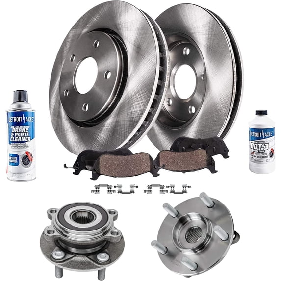 Detroit Axle - 11.02" (280mm) Front Disc Brake Rotors Ceramic Pads Wheel Bearing & Hubs Replacement for 2016 2017 2018 Mazda 3 Sport CX-3