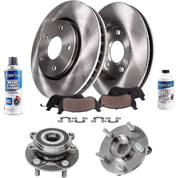 Detroit Axle - 11.02" (280mm) Front Disc Brake Rotors Ceramic Pads Wheel Bearing & Hubs Replacement for 2016 2017 2018 Mazda 3 Sport CX-3