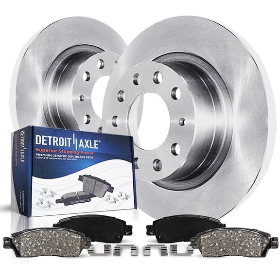 Detroit Axle - Rear Brake Kit for Volkswagen Jetta Passat CC Tiguan EOS GTI Audi A3 Quattro Disc Brake Rotors Ceramic Brake Pads: 11.26" Rear Rotors