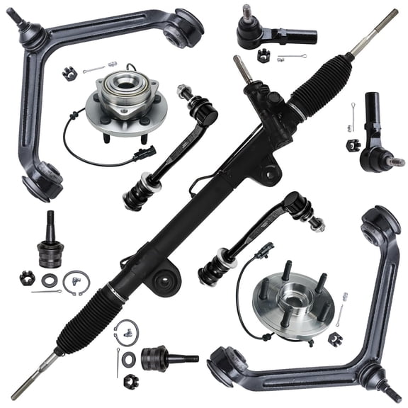 Detroit Axle - Rack & Pinion Kit for 07-09 Chrysler Aspen, 06-09 Dodge Durango, Power Steering Rack & Pinion Front Upper Control Arms Wheel Hubs Tie Rods Ball Joints Sway Bars Replacement
