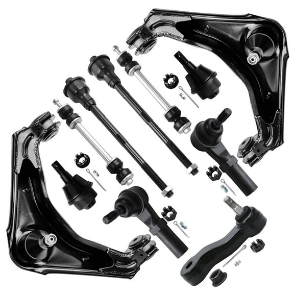 Detroit Axle - 11pc Front End Control Arms Kit for Chevy Silverado Suburban GMC Sierra Yukon XL 2500 3500 HD Hummer H2, Upper Control Arms Lower Ball Joints Tie Rods Sway Bars Idler Arm Replacement