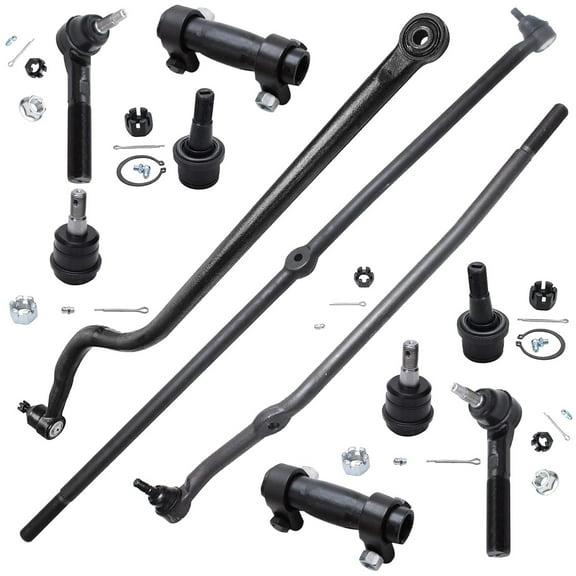 Detroit Axle - 11pc Suspension Kit for 4WD 2000-2002 Dodge Ram 2500 3500, 4 Upper Lower Ball Joints, 4 Inner & Outer Tie Rods, 2 Adjusting Sleeves, Track Bar 2011 Replacement