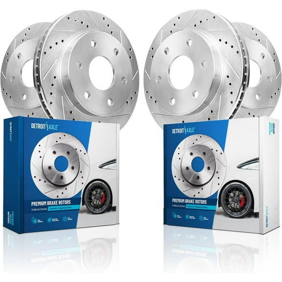 Detroit Axle - 12.20" inch Front and 12.76" inch Rear Drilled and Slotted Disc Brake Rotors for 2015-2020 Chevrolet Colorado GMC Canyon