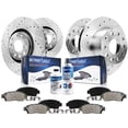 thumbnail image 1 of Detroit Axle - Brake Kit for Volkswagen Jetta Passat CC GTI EOS Audi A3 Quattro, Drilled & Slotted Brake Rotors and Ceramic Brakes Pads 2007 2008 Replacement: 12.28'' Front & 11.25'' Rear Rotors, 1 of 12