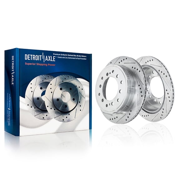 Detroit Axle - 12.28" inch Rear Drilled and Slotted Disc Brake Rotors for Lexus GX470 Toyota 4Runner Sequoia FJ Cruiser