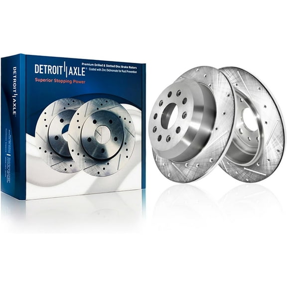 Detroit Axle - 12.91" inch Rear Drilled and Slotted Disc Brake Rotors for 2018-2025 Jeep Wrangler