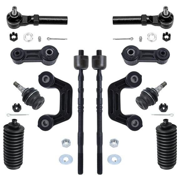 Detroit Axle - 12PC Front Lower Ball Joint, Front and Rear Sway Bar, Front Inner Outer Tie Rod End w/Steering Rack Boot Set for 2002 2003 Subaru Impreza Wagon