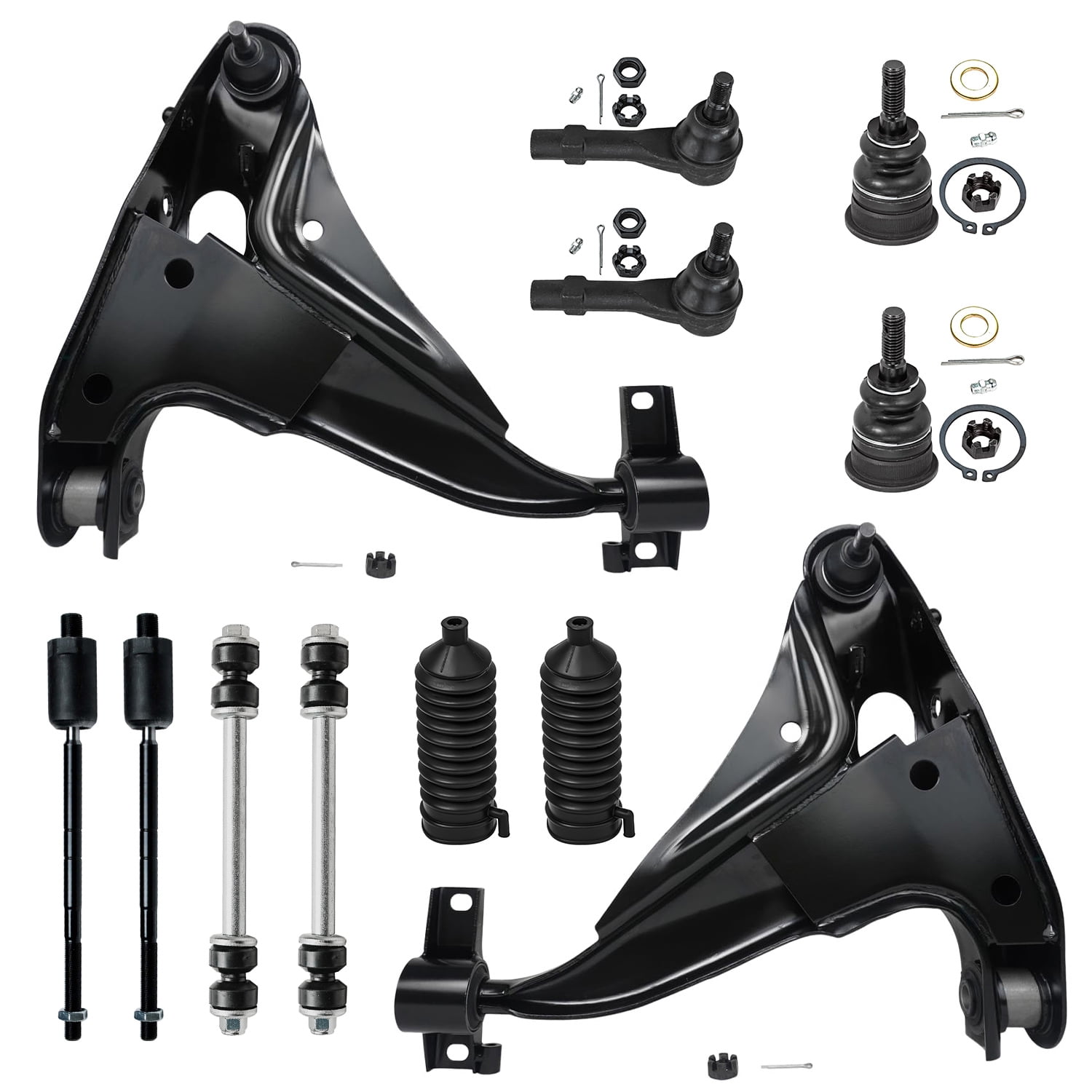 Detroit Axle - 12PC Front Lower Control Arms w/ Ball Joints, Sway Bars ...
