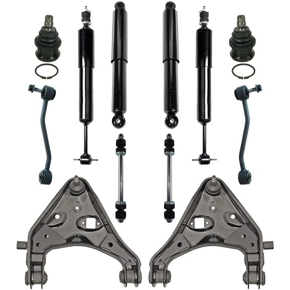 Detroit Axle - 12PC Front and Rear Shock Absorbers, Front Lower Control Arms w/Ball Joint, Sway Bar Links for 2002 - 2005 Ford Explorer Sport Trac 4WD 4x4