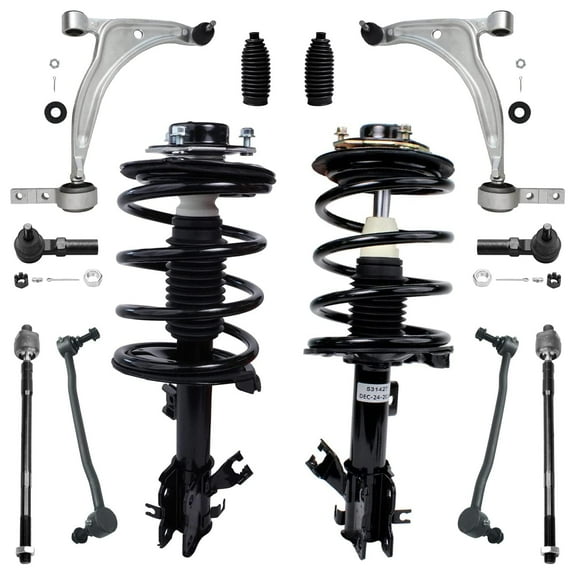 Detroit Axle - 12PC Front Strut & Coil Spring, Lower Control Arms, Sway Bars, Inner Outer Tie Rods w/Boots for 2002 2003 2004 2005 2006 Nissan Altima 3.5L V6