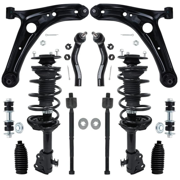 Detroit Axle - 12PC Front Struts & Coil Springs Lower Control Arms Sway Bars Inner Outer Tie Rods w/Rack Boots for 2000-2005 Toyota Echo