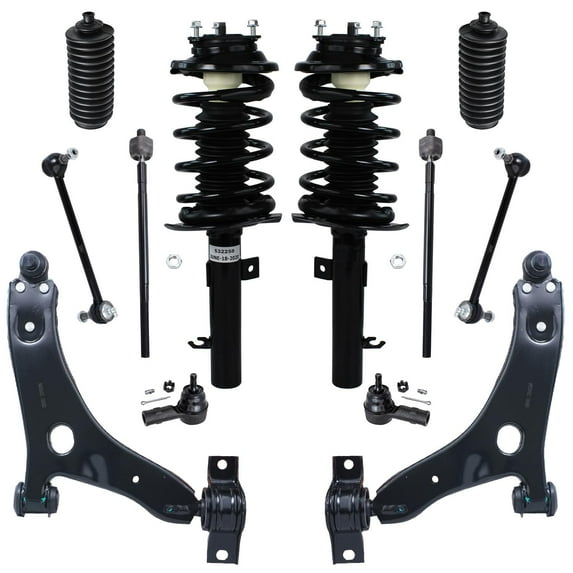 Detroit Axle - 2.0L Front End Suspension Kit for Ford Focus 2006-2007, Struts Lower Control Arms w/Ball Joint Tie Rods Boots Sway Bars Replacement Ready Struts Shocks Assembly