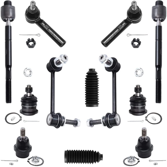 Detroit Axle - 12PC Front Upper Lower Ball Joints, Sway Bars, Inner Outer Tie Rods and Rack Boots for 2003-2009 Toyota 4Runner - [2003-2009 Lexus GX470]