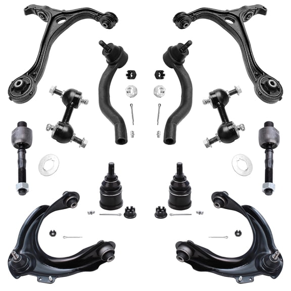 Detroit Axle - 12PC Front Upper Lower Control Arms, Lower Ball Joints, Sway Bars, Inner Outer Tie Rods Replacement for 2003-2007 Honda Accord 2.4L Sedan Coupe - [2004-2008 Acura TSX]