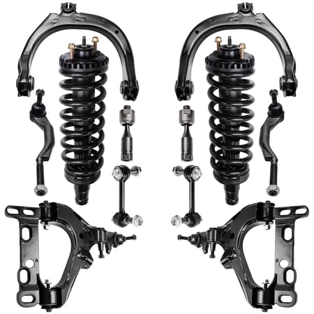 Detroit Axle - Front Suspension Kit for Chevy Trailblazer EXT GMC Envoy XL XUV Buick Rainier Olds Bravada Isuzu Ascender Saab 9-7X, Upper Lower Control Arms Struts Tie Rods Sway Bars Replacement
