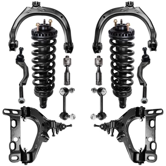 Detroit Axle - Front Suspension Kit for Chevy Trailblazer EXT GMC Envoy XL XUV Buick Rainier Olds Bravada Isuzu Ascender Saab 9-7X, Upper Lower Control Arms Struts Tie Rods Sway Bars Replacement