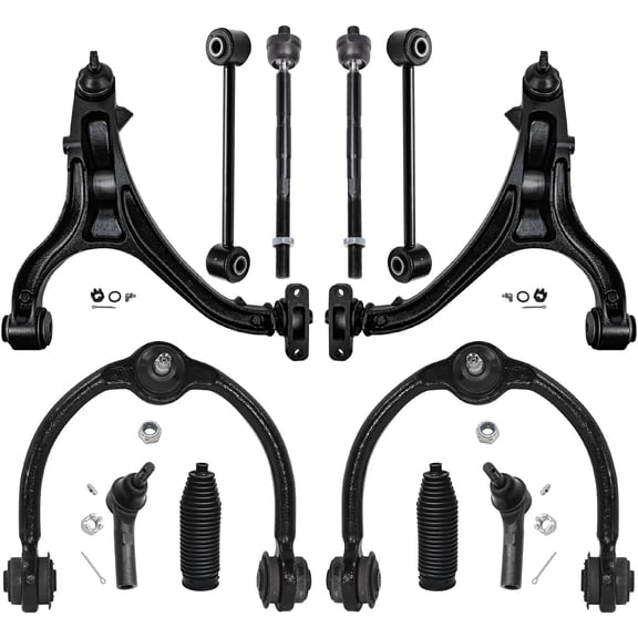 Detroit Axle - 12pc Front Control Arms Kit for 2005-2010 Jeep Grand Cherokee 2006-2010 Commander, 4 Upper Lower Control Arms with Ball Joint 2 Sway Bars 4 Outer Inner Tie Rods 2 Boots Replacement
