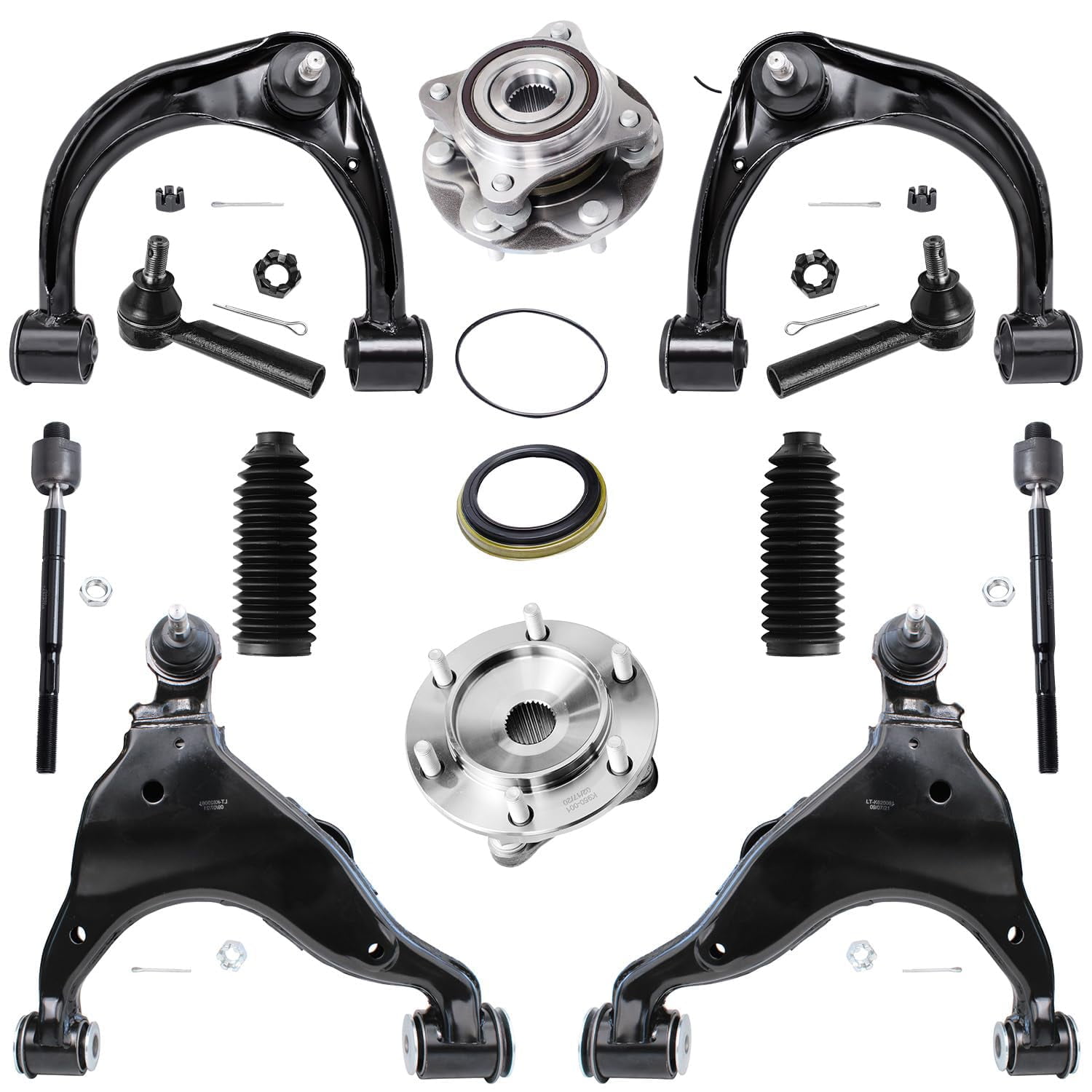 Detroit Axle 8-Piece Front Suspension Kit – Upper Control Arms & Tie Rods For Lexus GX470, Toyota 4Runner, FJ Cruiser