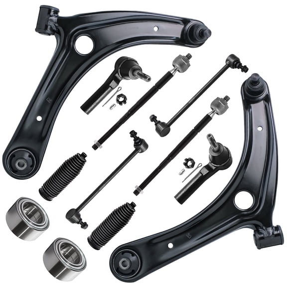 Detroit Axle - 12pc Front End Control Arms Kit for 2007-2017 Jeep Compass Patriot, 2007-2012 Dodge Caliber, Lower Control Arms w/ Ball Joint Tie Rods Sway Bars Wheel Bearings Boots