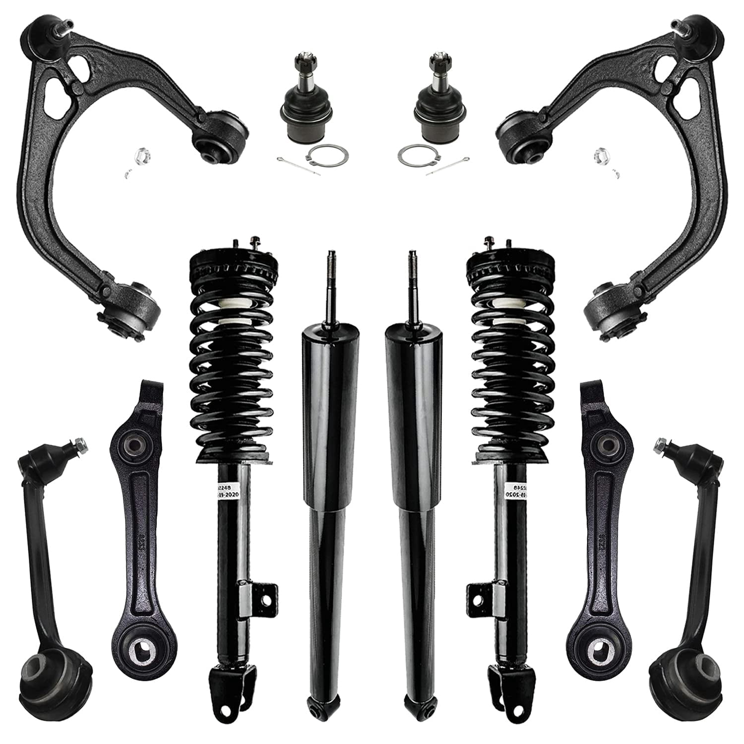 Detroit Axle - 12pc Front End Control Arms Kit for 2005-2010 Chrysler 300, 2006-2010 Dodge Charger, 2005-2008 Magnum, Control Arms Struts & Coil Spring Ball Joints Rear Shock Absorbers