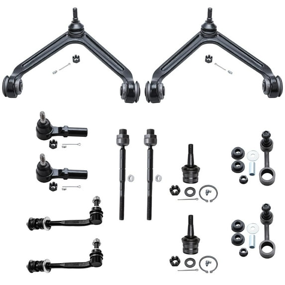 Detroit Axle - 12pc Front End Control Arms Kit for 2007-2009 Chrysler Aspen, 04-09 Dodge Durango, Upper Control Arms Tie Rods Sway Bars Lower Ball Joints 2004 2005 2006 2007 2008 2009 Replacement