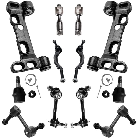 Detroit Axle - 12pc Front End Kit for 2002-2003 Chevrolet Trailblazer EXT Envoy XL Olds Bravada, Lower Control Arms Tie Rods Front Rear Stabilizer Sway Bars Ball Joints