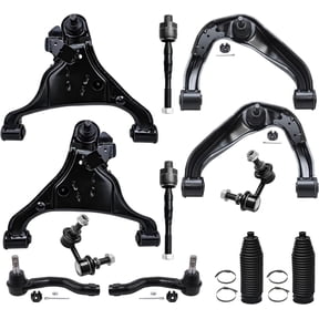 Detroit Axle - 12pc Front End Kit for 2005-2015 Nissan Frontier Xterra 2005-2012 Pathfinder, 4 Upper Lower Control Arms with Ball Joints 4 Outer Inner Tie Rod Ends 2 Boots 2 Sway Bars Replacement