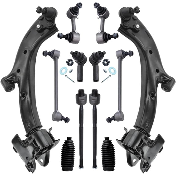 Detroit Axle - 12pc Front End Kit for 2007-2011 Honda CR-V, 2 Lower Control Arms with Ball Joints 4 Inner Outer Tie Rods 2 Boots 4 Front Rear Sway Bars 2008 2009 2010 Replacement
