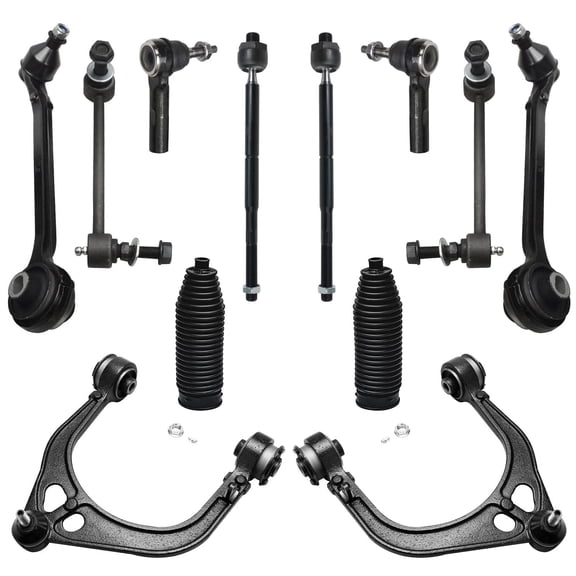 Detroit Axle - 12pc Front End Kit for Chrysler 300 Dodge Charger Challenger Magnum 2 Lower Forward Control Arms w/Ball Joints 2 Upper Control Arms w/Ball Joints 4 Tie Rods 2 Sway Bars 2 Boots