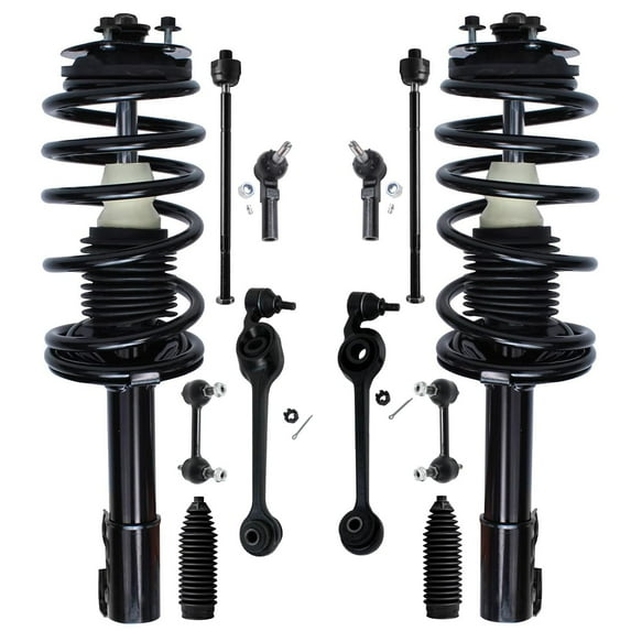 Detroit Axle - 12pc Front End Suspension Kit for 1991-2002 Saturn SC SL SW Series, Ready Struts Lower Control Arms w/Ball Joints Tie Rods Rear Sway Bars Boots Replacement Struts Shocks