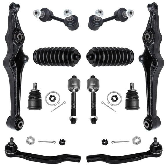 Detroit Axle - 12pc Front End Suspension Kit for 1998-2002 Honda Accord 1999-2003 TL 2001-2003 CL 2 Lower Control Arms 2 Lower Ball Joints 4 Inner Outer Tie Rods 2 Sway Bar Links 2 Boots Replacement