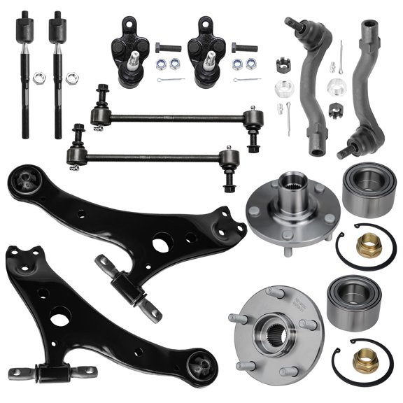 Detroit Axle - 12pc Front End Suspension Kit for 2002 2003 Lexus ES300 Toyota Camry, Wheel Bearing Hubs Lower Control Arms Tie Rods Sway Bars Lower Ball Joints Replacement