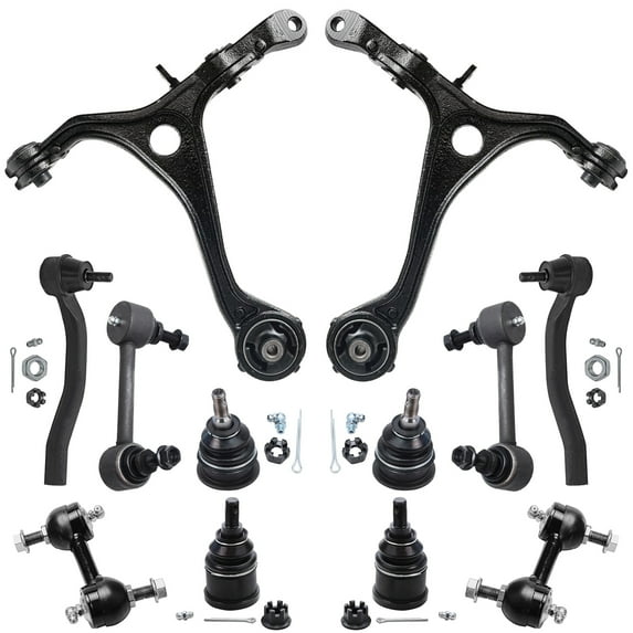 Detroit Axle - 12pc Front End Suspension Kit for 2003-2007 Honda Accord 2004-2008 TSX 2 Lower Control Arms 4 Ball Joints 2 Outer Tie Rods 4 Front Rear Sway Bars 2005 2006 Replacement