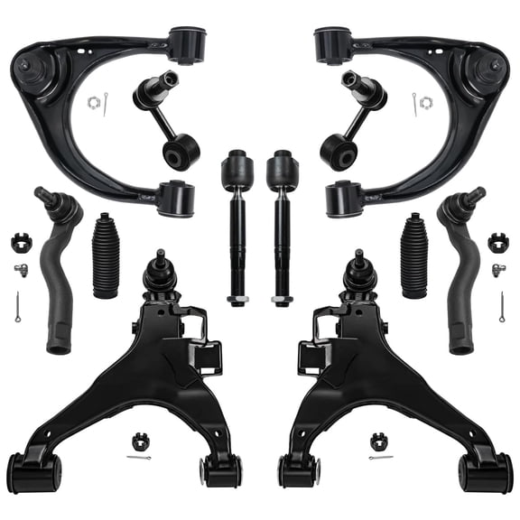 Detroit Axle - 12pc Front End Suspension Kit for 2008-2022 Toyota Sequoia, 2007-2021 Tundra, 4 Upper Lower Control Arms w/Ball Joints 4 Tie Rods 2 Sway Bar Links 2 Boots Replacement