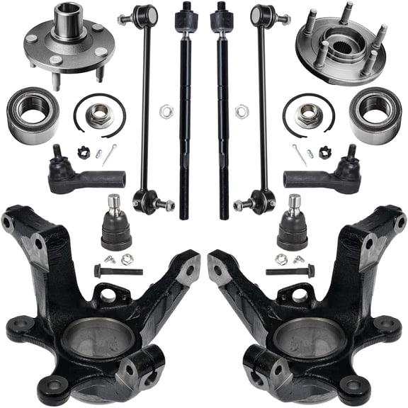 Detroit Axle - 12pc Front Loaded Knuckles Kit for 05-07 Ford Escape 06-07 Mercury Mariner, 2 Steering Knuckles 4 Inner Outer Tie Rods 2 Sway Bars 2 Lower Ball Joints 2 Wheel Bearing Hubs Replacement
