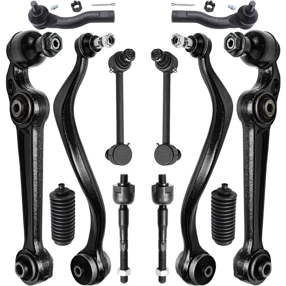 Detroit Axle - 12pc Front Lower Control Arms Kit for Ford Fusion Lincoln MKZ Mercury Milan, 4 Forward Rearward Control Arms with Ball Joint 2 Sway Bars 4 Outer Inner Tie Rods 2 Boots Replacement